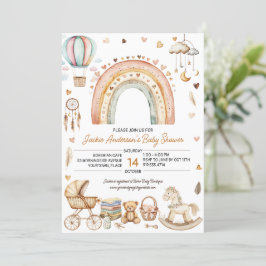 Boho Rainbow Watercolor Babydusche Einladung