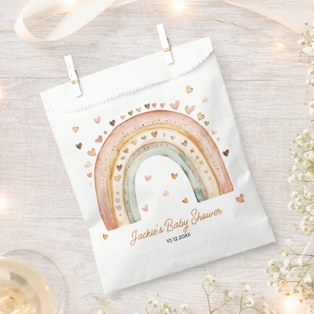 Boho Rainbow Watercolor Babydusche Geschenktütchen (Ausgeschnitten)