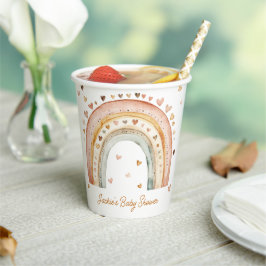 Boho Rainbow Watercolor Babydusche Pappbecher