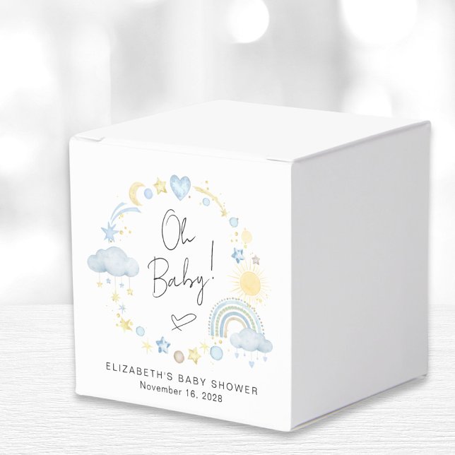 Boho Rainbow Watercolor Boy Baby Shower Geschenkschachtel (Von Creator hochgeladen)