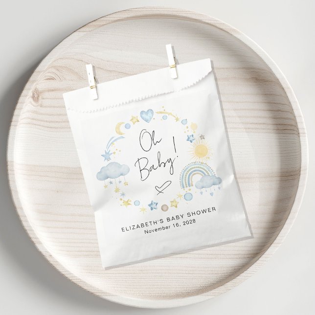 Boho Rainbow Watercolor Boy Baby Shower Geschenktütchen (Von Creator hochgeladen)