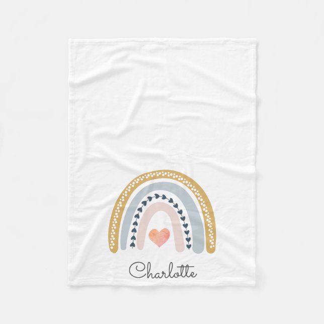 Boho Rainbow Watercolor-Kinderzimmer Fleecedecke (Vorderseite)