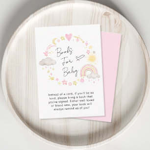 Boho Rainbow Watercolor Pink Books for Baby Showro Begleitkarte
