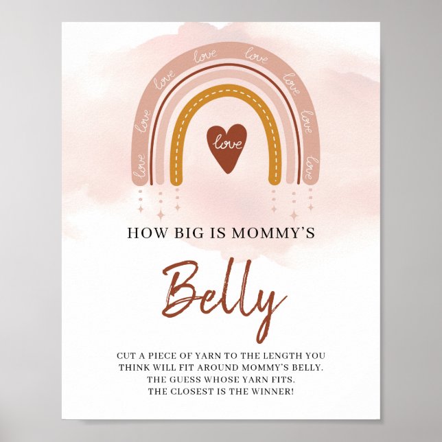 Boho Rainbow Wie groß ist Mommys Bauchegesymbol Poster (Vorne)