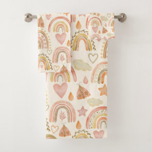 Boho Rainbows Earthy Terracotta Badetücher Set