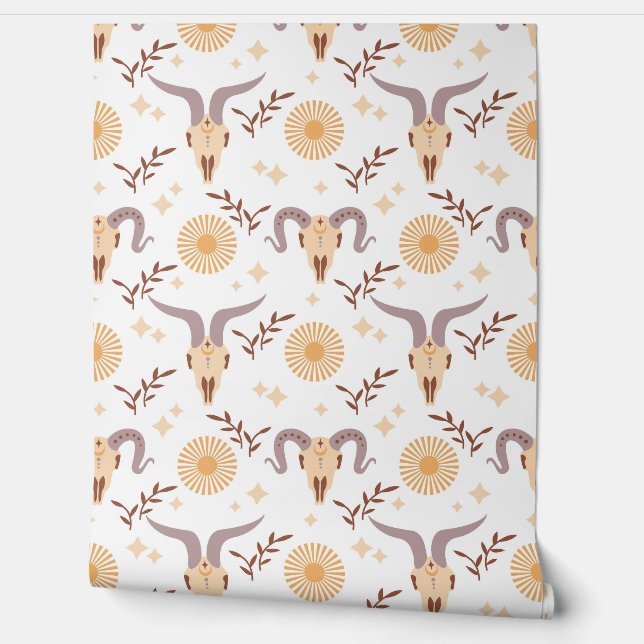 Boho Ram Skull Tapete (Abrollen)