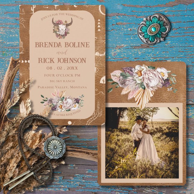 Boho Ranch Desert Tan Foto Hochzeitseinladung Einladung (Von Creator hochgeladen)