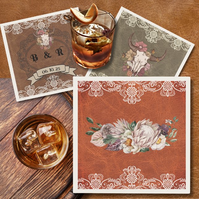 Boho Ranch Floral Wedding Paper Cocktail Napkin Serviette (Von Creator hochgeladen)