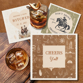 Boho Ranch Wedding Cheers Paper Cocktail Napkin Serviette