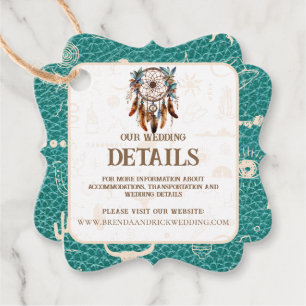 Boho Ranch Wild West Imitats Leather Türkis Detail Geschenkanhänger