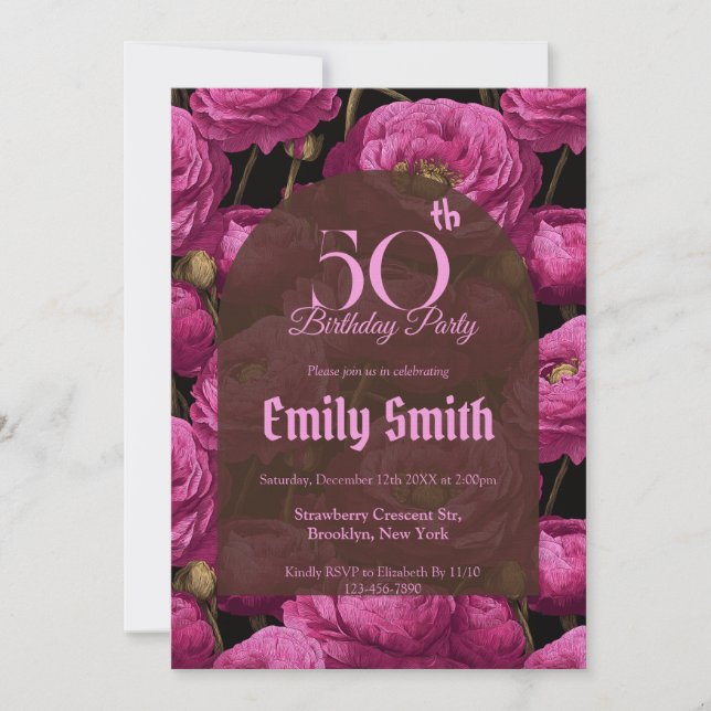 Boho Ranunculus Petal Boho Birthday Einladung (Vorderseite)