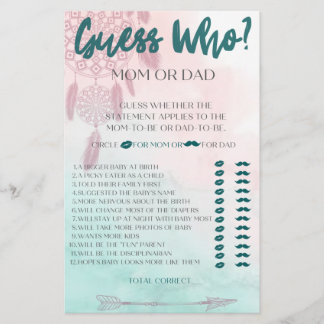 Boho-Ratspiel-Baby-Party-Spiel Flyer