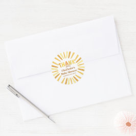 Boho Ray of Sunshine Baby Shower Vielen Dank Runder Aufkleber
