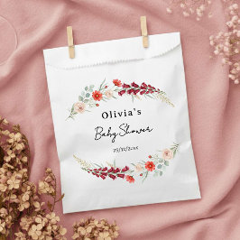 Boho red floral Baby Shower wildflower watercolor Geschenktütchen