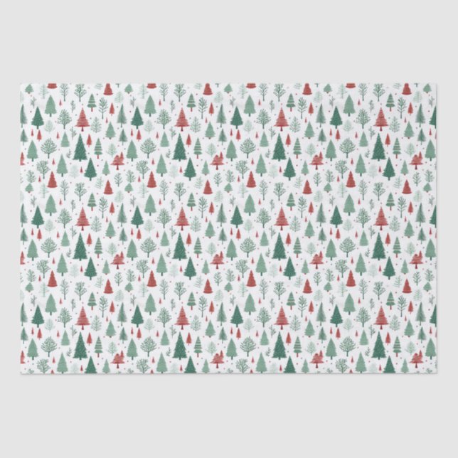 Boho Red Green Weihnachtsbaumen Urlaub Seidenpapier (Vorderseite)