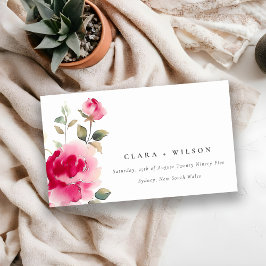Boho Red Pink Rose Blume Hochzeitswebsite Begleitkarte