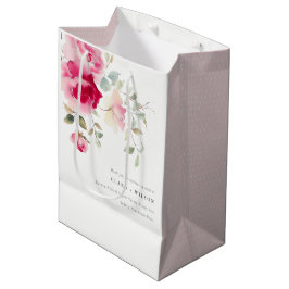 Boho Red Pink Rose Blume Wasserfarbenhochzeit Mittlere Geschenktüte
