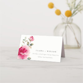 Boho Red Pink Rose Blume Wasserfarbenhochzeit Platzkarte