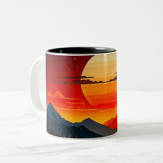 BOHO RED SUNSET Design Zweifarbige Tasse (Vorderseite Links)