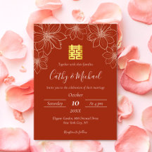 Boho red terracotta floral Chinese wedding