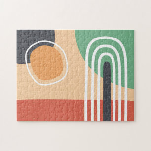 Boho-Regenbogen-Abstrakt-Linienkunst Retro-Farben
