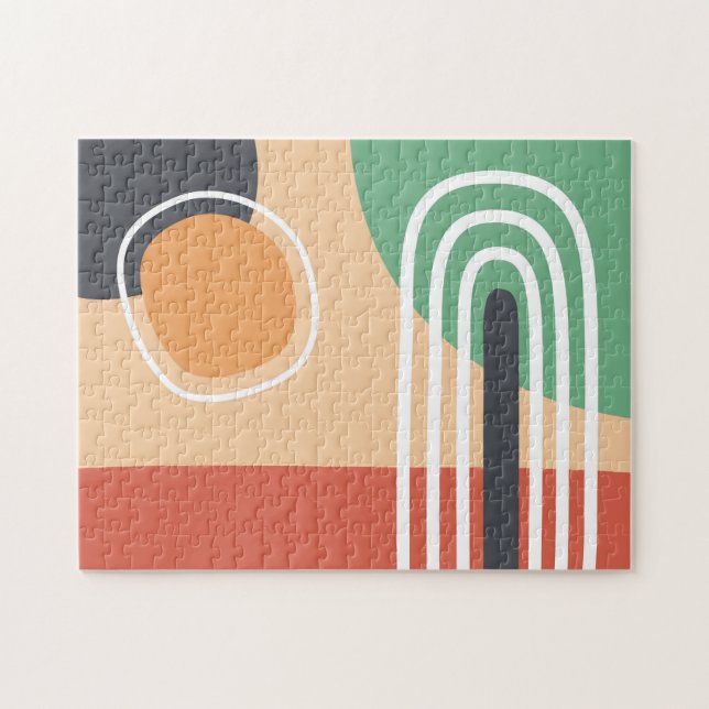 Boho-Regenbogen-Abstrakt-Linienkunst Retro-Farben (Horizontal)