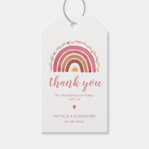 Boho-Regenbogen-Baby-Shower-Dankeschön-Anhänger Geschenkanhänger