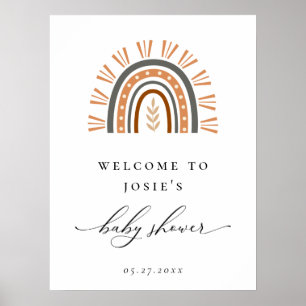 Boho-Regenbogen-Baby-Shower-Willkommensposter Poster