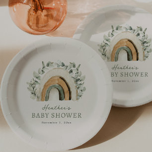 Boho-Regenbogen-Babyparty Pappteller