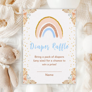 Boho-Regenbogen Blaue Babyparty-Windel-Raffel Begleitkarte