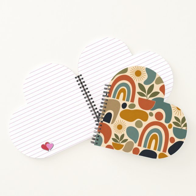 Boho-Regenbogen & Botanisches Nahtloses Muster Notizbuch (Innenseite)