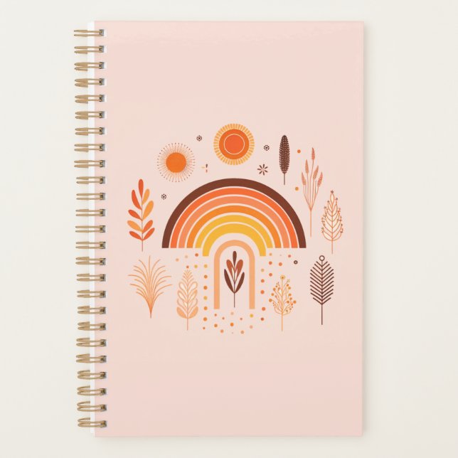 Boho-Regenbogen-Erdige-Pflanzen-Wochenplaner Planer (Vorderseite)