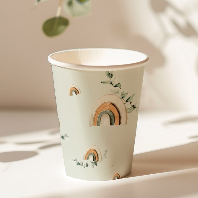 Boho Regenbogen Eukalyptus Kinderzimmer Babydusche Pappbecher (Von Creator hochgeladen)