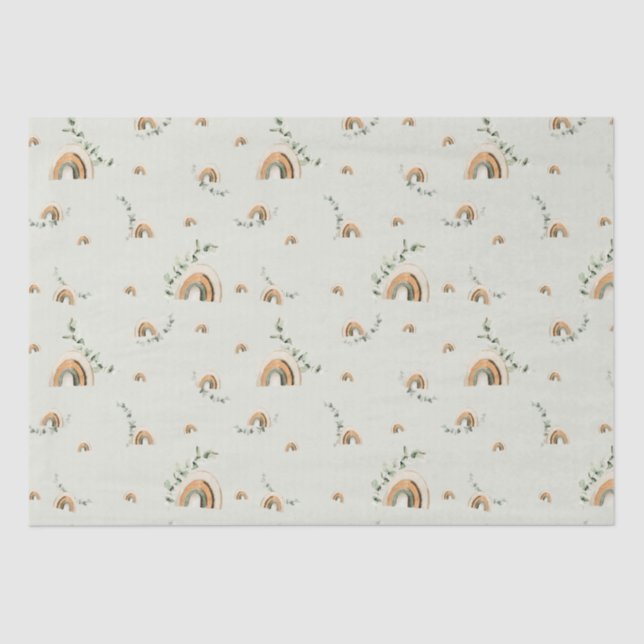 Boho Regenbogen Eukalyptus Kinderzimmer Babydusche Seidenpapier (Vorderseite)