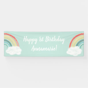 Boho Regenbogen Geburtstagsfeier Kinder Banner