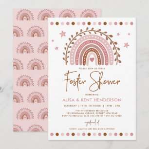 Boho Regenbogen Gedämpfte rosa Terrakotta-Foster Einladung