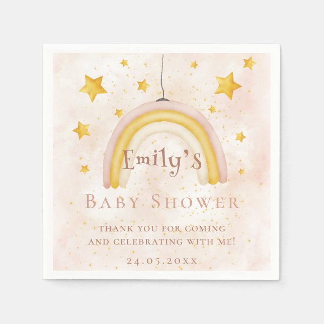 Boho Regenbogen Magie Staub Gold Sterne Baby Dusch Serviette (Vorderseite)