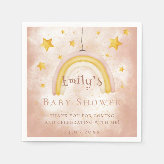 Boho Regenbogen Magie Staub Gold Sterne Baby Dusch Serviette (Vorderseite)