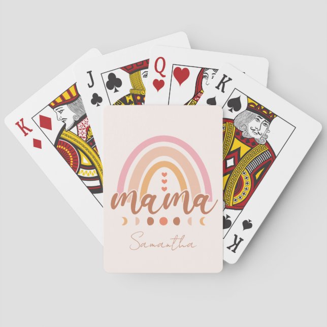 Boho Regenbogen Mama Spielkarten (Rückseite)