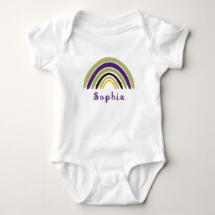 Boho-Regenbogen mit personalisiertem Namen in Grün Baby Strampler