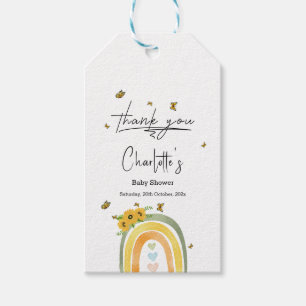 Boho-Regenbogen mit Sonnenblumen-Baby-Party Geschenkanhänger