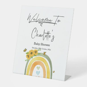 Boho Regenbogen mit Sonnenblumen Babydusche Sockelschild