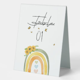 Boho Regenbogen mit Sonnenblumen Babydusche Tischaufsteller