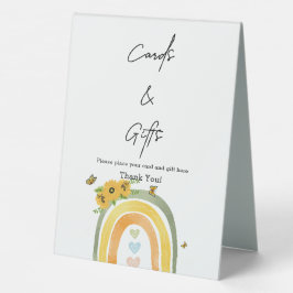 Boho Regenbogen mit Sonnenblumen Babydusche Tischaufsteller