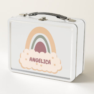 Boho Regenbogen mit Wolke und Sternen Metall-Lunch Metall Brotdose