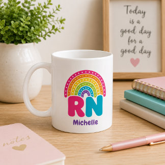 Boho-Regenbogen-Monogramm RN Kaffeetasse