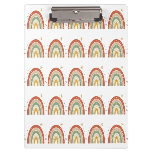 Boho-Regenbogen-Muster-Schlips Klemmbrett (Vorderseite)