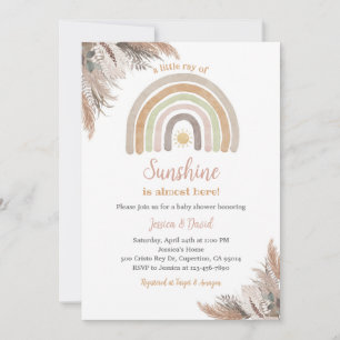 Boho-Regenbogen-Pampasgras-Baby-Party Einladung