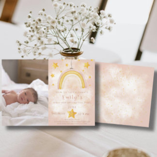 Boho Regenbogen rosa Magie Staub Goldsterne Party Einladung