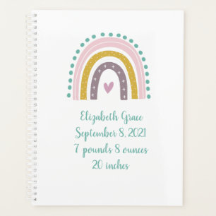 Boho Regenbogen Rosa Türkis Gold Herzen Geburtssta Planer